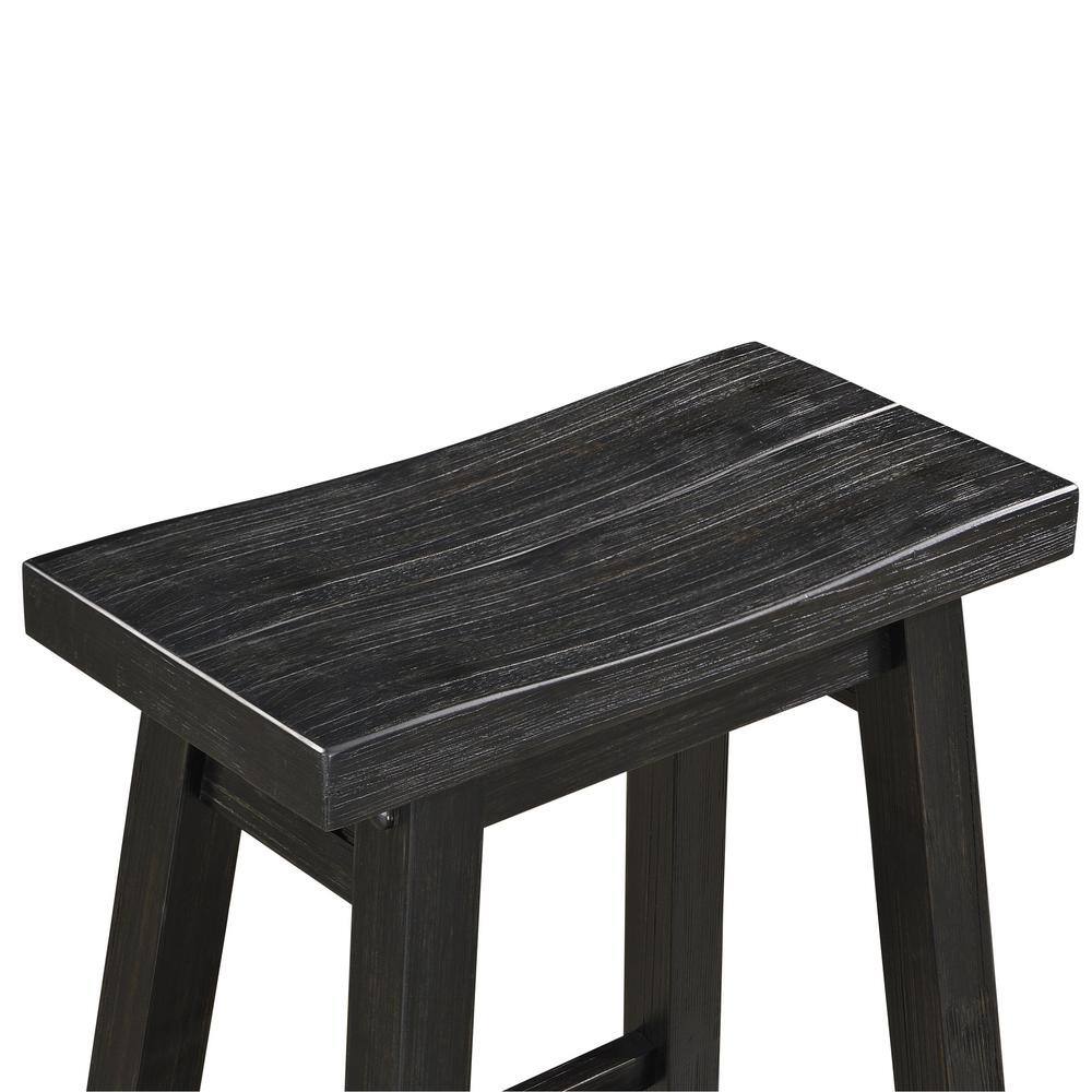 Sonoma 24" Distressed Black Charcoal Backless Saddle Wood Stool