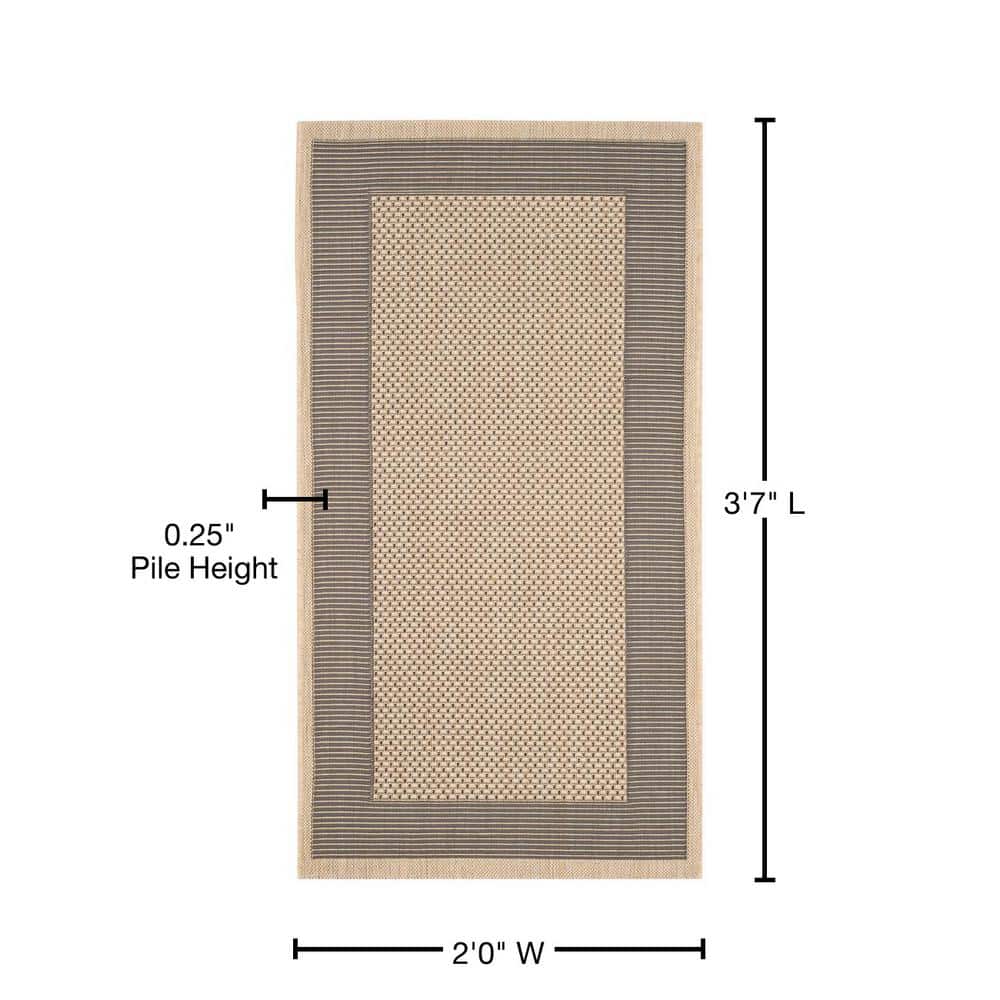 Elegant Grey and Cream Indoor/Outdoor Synthetic Area Rug, 2' x 3'7"