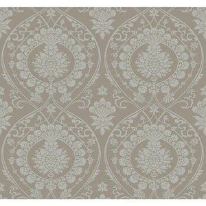 60.75 sq ft Beige Imperial Damask Non-Pasted Wallpaper