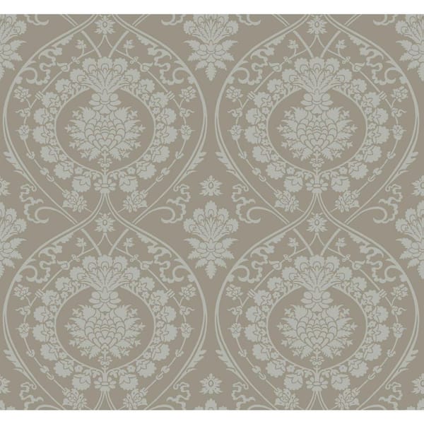 60.75 sq ft Beige Imperial Damask Non-Pasted Wallpaper