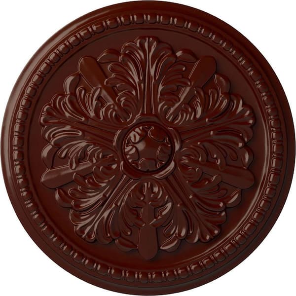 Ekena Millwork 1-1/2" x 16-7/8" x 16-7/8" Polyurethane Swindon Ceiling Medallion, Brushed Mahogany