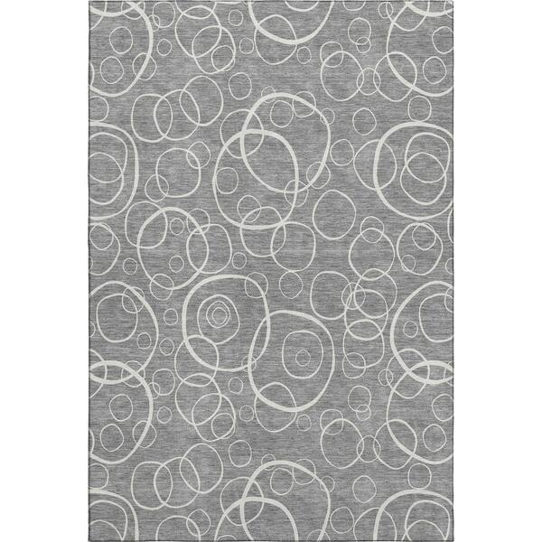 Mayfield Premium Machine Washable Abstract AMF2407 Gray 10 ft. x 14 ft. Area Rug
