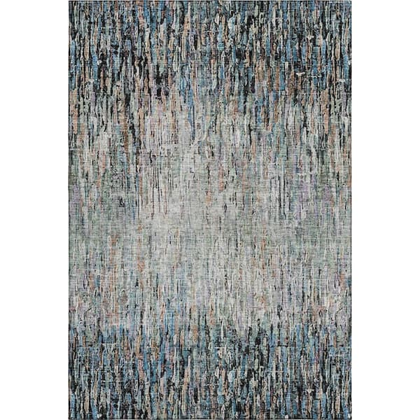 Mayfield Premium Machine Washable Abstract AMF2439 Black 9 ft. x 12 ft. Area Rug