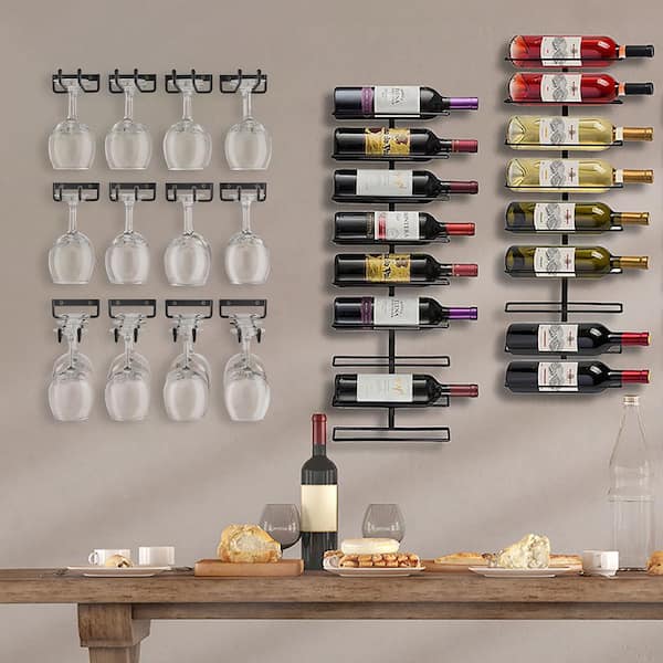 Sorbus Wine Rack plus Under Cabinet Glass Rack Set, Black WN-RACK9GL - The  Home Depot