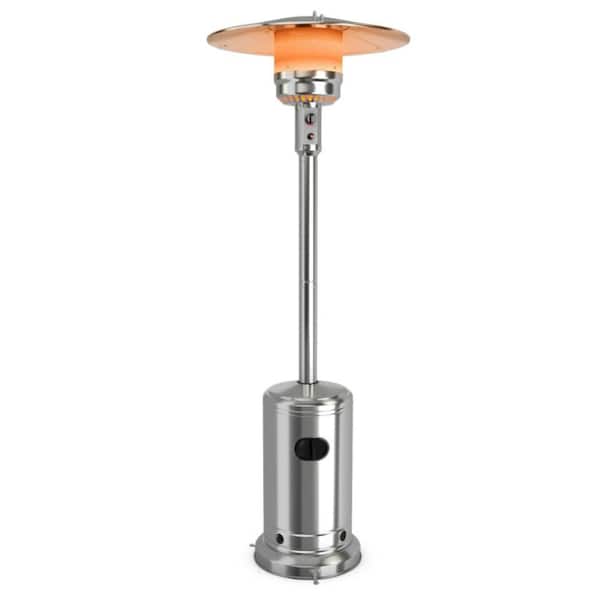 50,000 BTU Sliver Outdoor Propane Patio Heater with Wheels, Tip-Over Protection, Freestanding Outdoor Heater