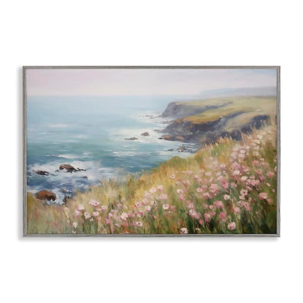 Stupell Industries Pink Wildflower View by LSR Design Studio Gray Framed Nature Giclee Art Print 20 in. x 30 in.