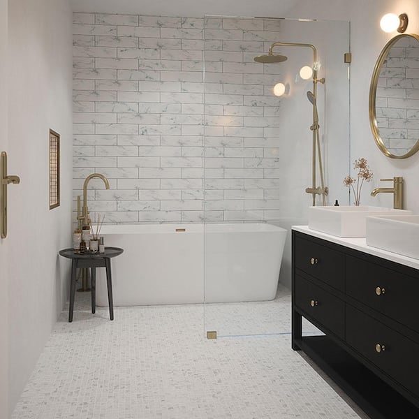 Cove White 4 in. x 16 in. Subway Gloss Glass Wall Tile (17.77 sq. ft./Case)
