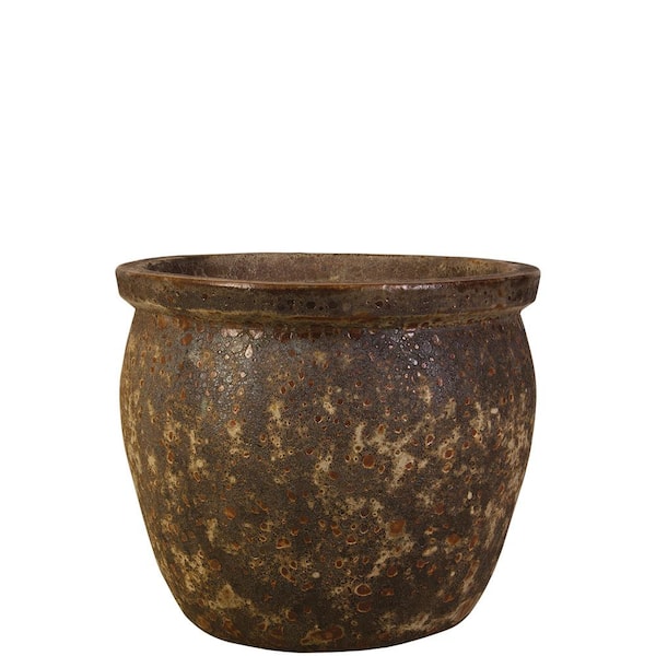 Unbranded 15.5 in. Volcanic Rust Ceramic Turner Fishbowl