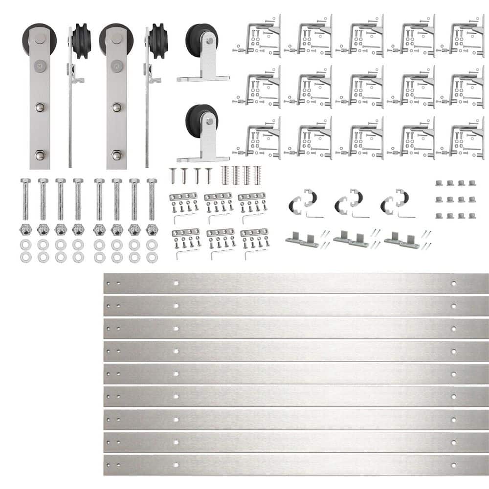 20 ft. /240 in. Brushed Nickel Triple Track Bypass Sliding Barn Door Track and Hardware Kit for Triple Doors price history on PriceWatchPro