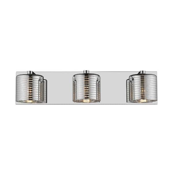 OVE Decors Daisy III 3-Light Mirror Stainless Steel and Glass 21 in. LED Vanity Light Bar