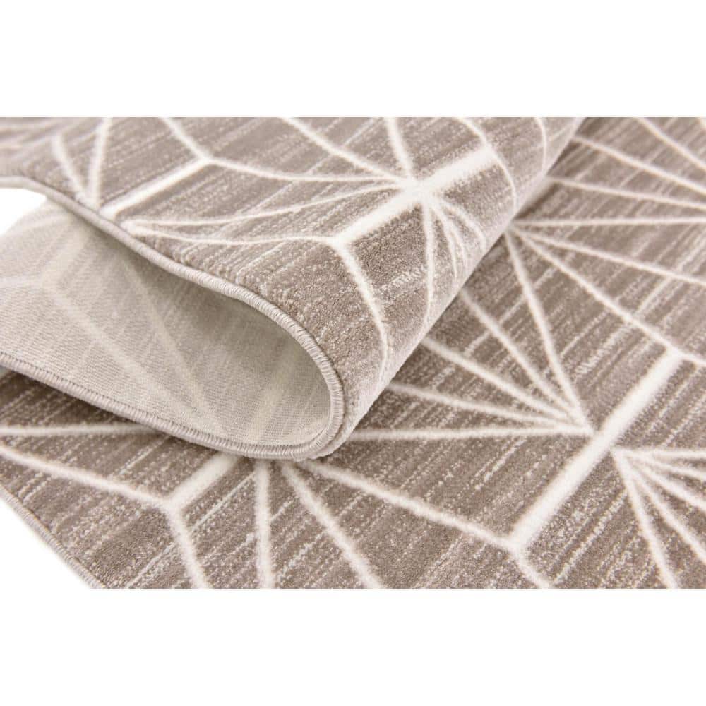 Brown Geometric Stain-Resistant Rectangular Area Rug