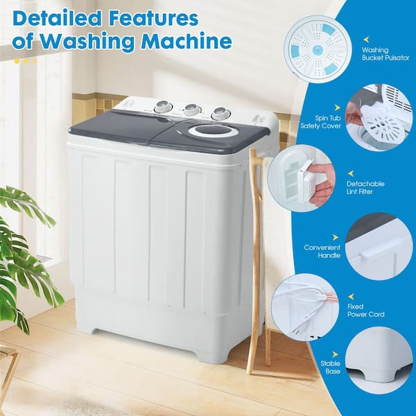 Elexnux 3 cu. ft. Compact Top Load Twin Tub Washer with
