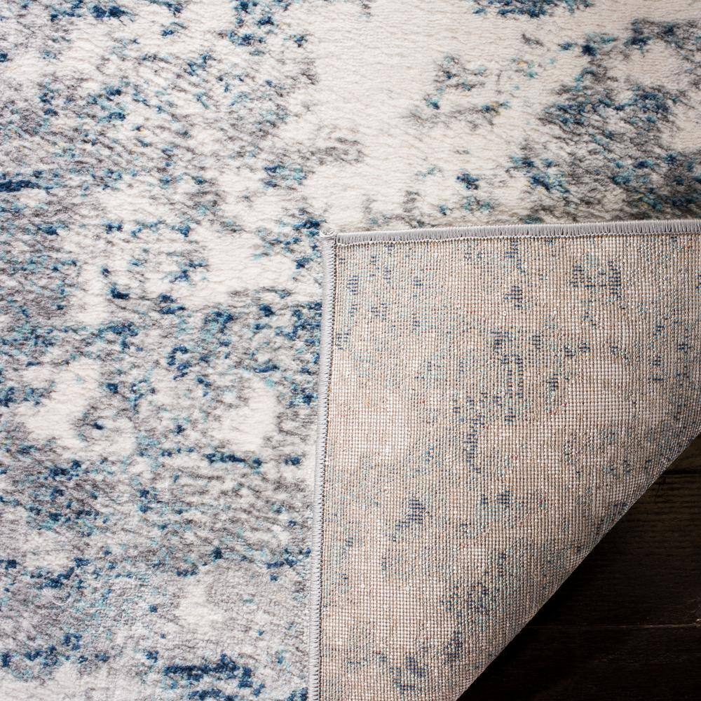 Brentwood Light Grey and Blue Synthetic Square Area Rug