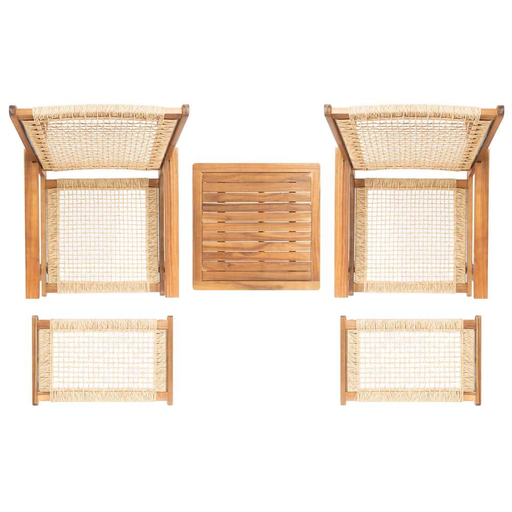 Chantelle Natural Acacia and Rattan 5-Piece Patio Set