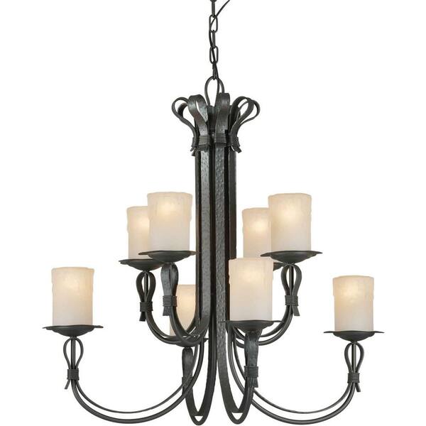 Forte Lighting 8 Light Chandelier Natural Iron Finish Shaded Umber Glass-DISCONTINUED