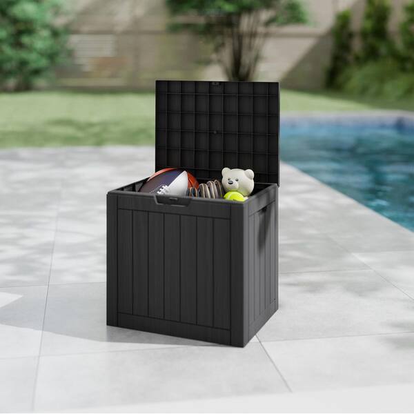 Decksplore 30 Gal. Black Resin Storage Deck Box for Outdoor Indoor