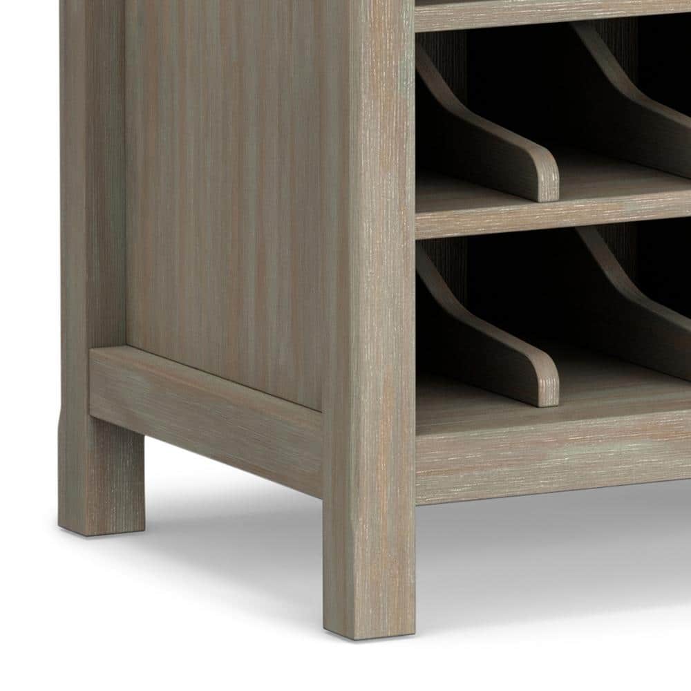 Avalon Distressed Gray Solid Wood High Storage Wine Rack Cabinet