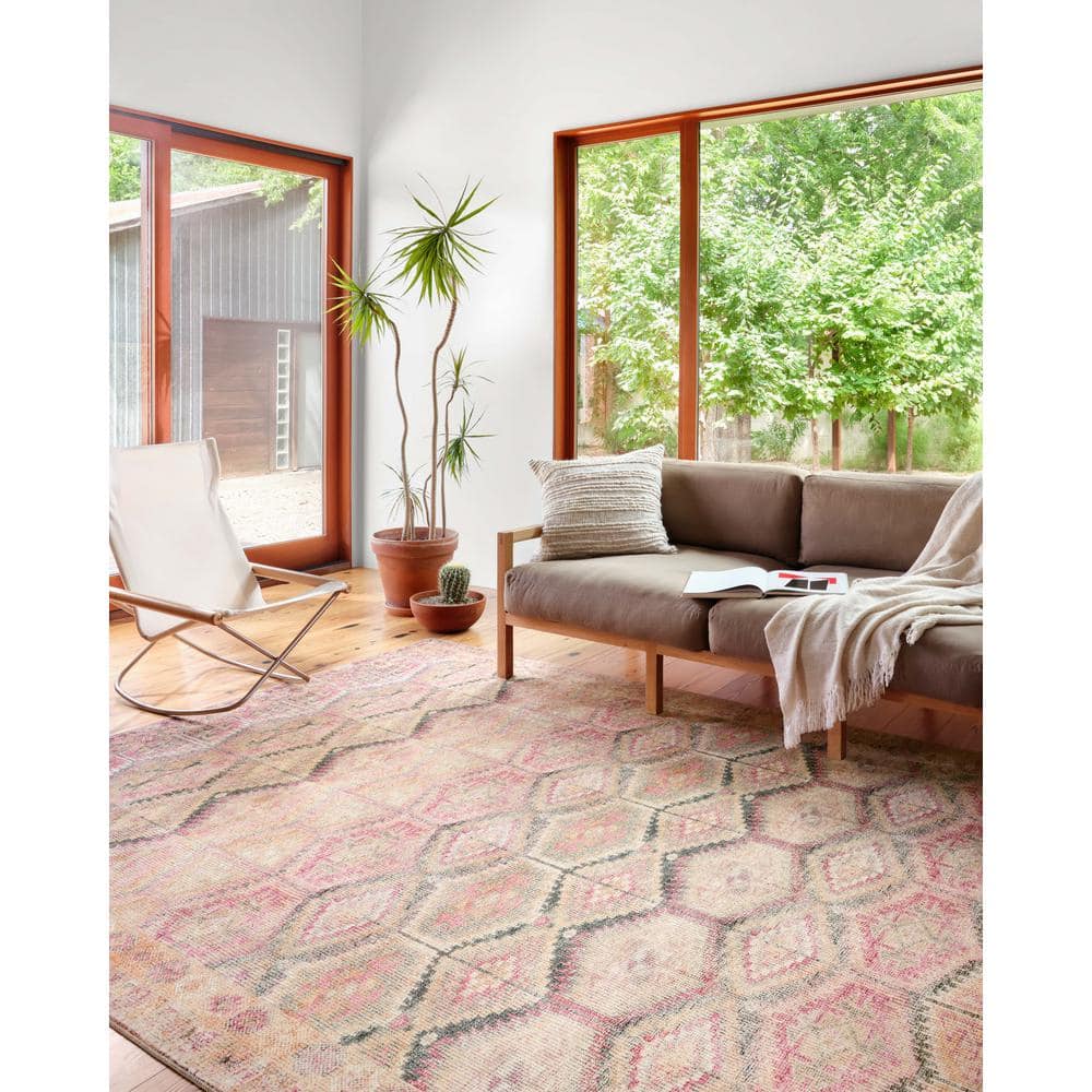 Layla Pink and Lagoon Rectangular Polyester Accent Rug