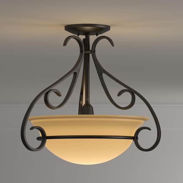 Torino 3-Light Forged Bronze Semi-Flush Mount