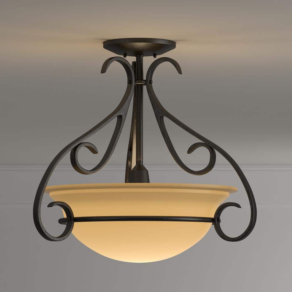 Torino 18" Bronze Semi-Flush Light with Glass Bowl