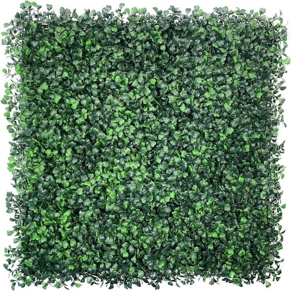 DECWIN 20 in. x 20 in. Artificial Boxwood Hedge Panels Weather Proof Greenery Backdrop Wall Grall Wall Panels Green Topiary