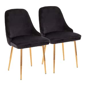 Marcel Black Velvet and Gold Dining Chair (Set of 2)