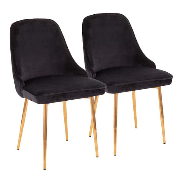 Lumisource Marcel Black Velvet and Gold Dining Chair (Set of 2)