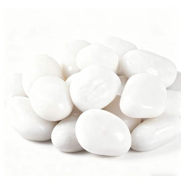 White Decorative Landscape Rocks 38 lbs. Garden Stone, 1-3 in. Large Polished River Rocks for Plants Pots, Vases, Crafts