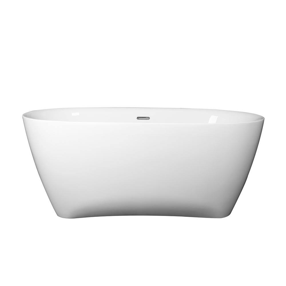 A&E Carmen 59 in. Acrylic Flatbottom Bathtub in White, White High-gloss acrylic -  A&E Bath and Shower