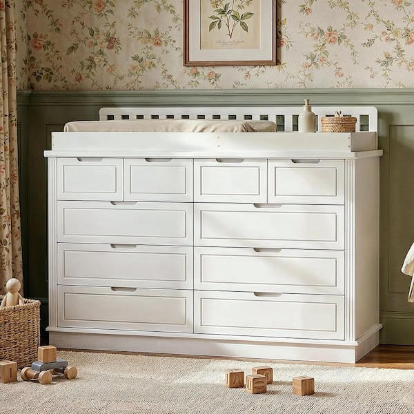 solid wood white dresser Sloane Mid Century Modern 6 Drawer over risk when combined with wall Deluxe Solid Wood White Dresser