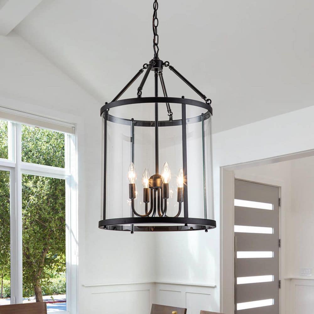 EDISLIVE Ellisonn Industrial 4-Light Black Lantern Geometric