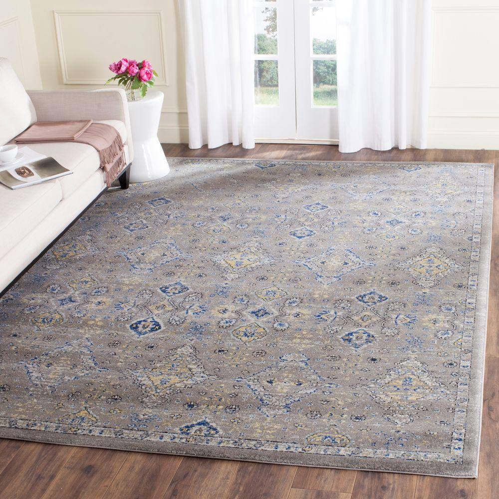 Evoke Dark Grey and Yellow High Pile Synthetic Area Rug