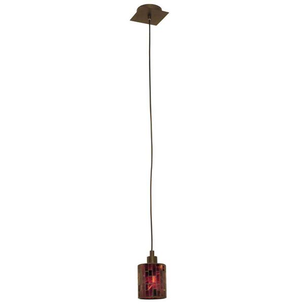 EGLO Troya 1-Light Antique Brown Mini Pendant with Mosaic Glass Shade-DISCONTINUED