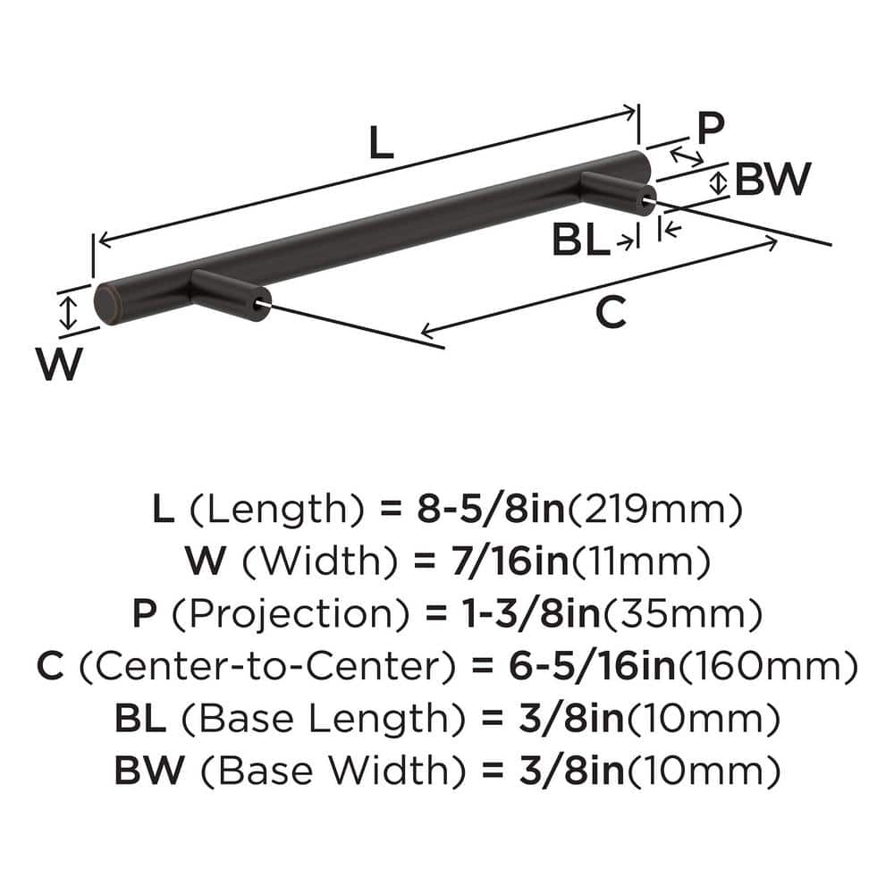 Oil-Rubbed Bronze 6-5/16 inch Modern Bar Cabinet Pull
