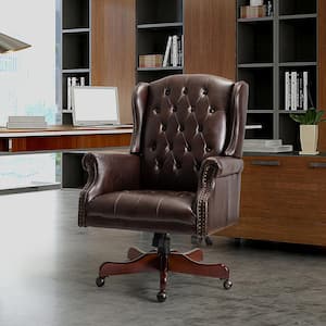 Micaela Brown Swivel Executive Chair with Nailhead Trim