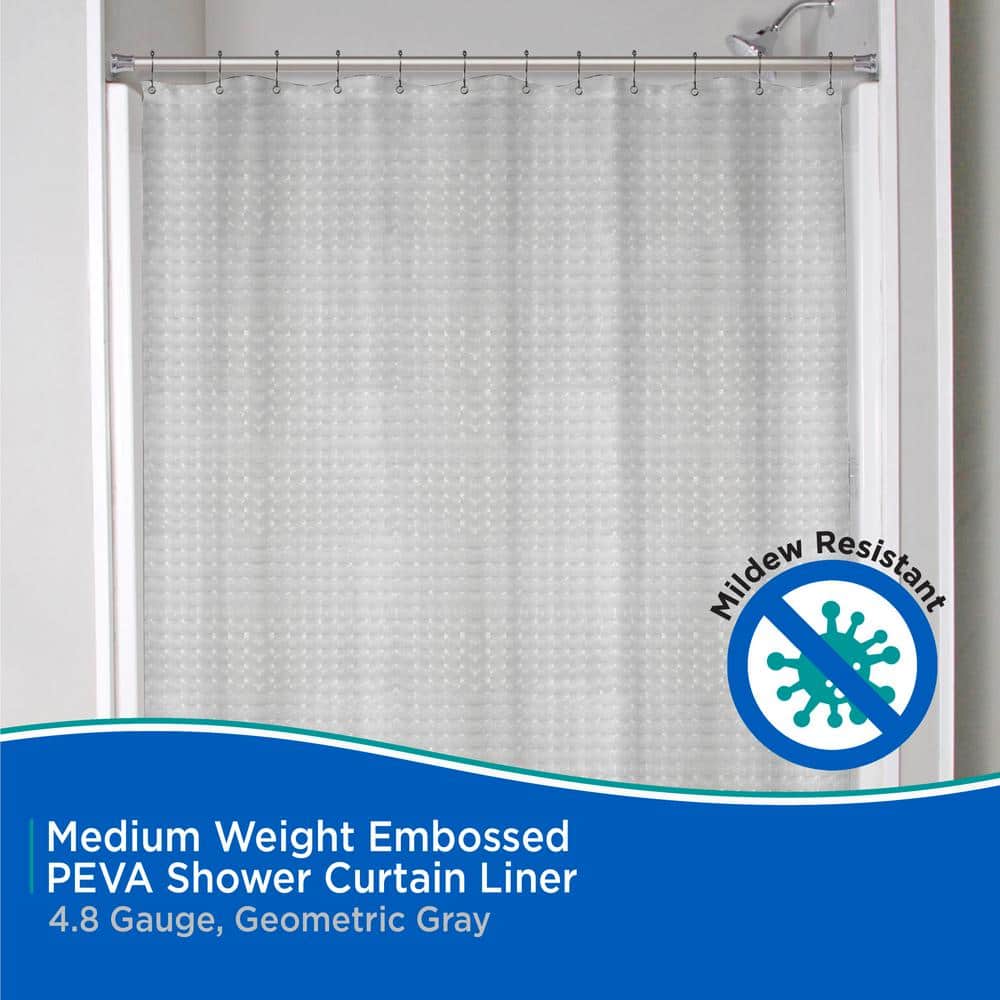 Gray Medium Weight Embossed PEVA Shower Curtain Liner