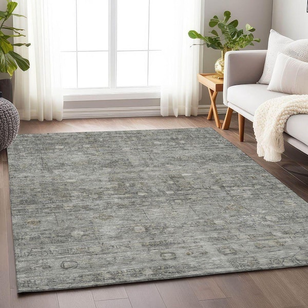 Chantille Machine Washable Indoor/Outdoor Abstract ACN1768 Pewter 9 ft. x 12 ft. Area Rug