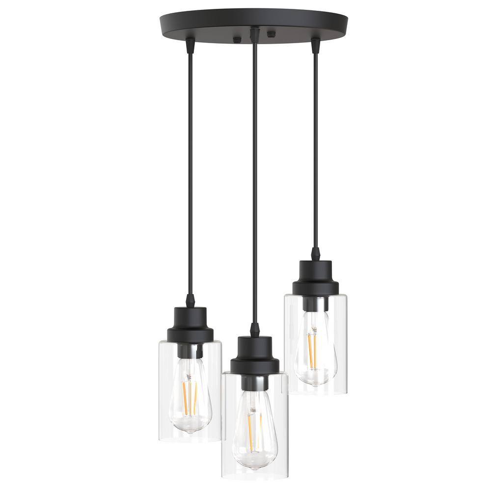 Reviews for Briignite 3Light Black Cylinder Vintage Pendant Light with