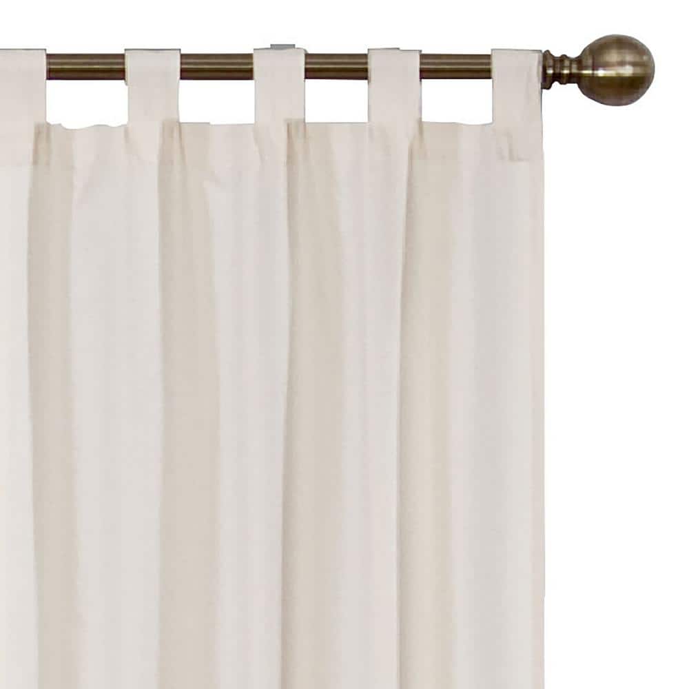 Natural Cotton Polyester Tab Top Window Panel Pair, 60x63 Inch