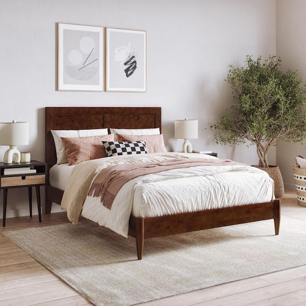AFI Berkshire Walnut Brown Solid Wood Frame Full Low Profile Platform Bed