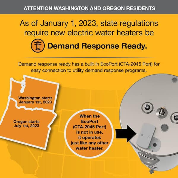 Rheem - Performance 50 Gal. Tall 4500-Watt Double Element Demand Response Ready Electric Water Heater with 6-Year Warranty