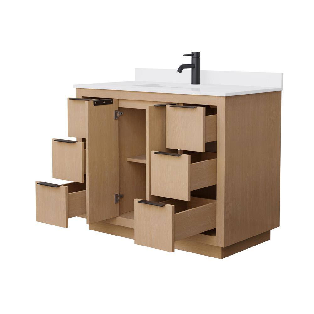 Maroni 42" Light Straw Vanity with White Marble Top