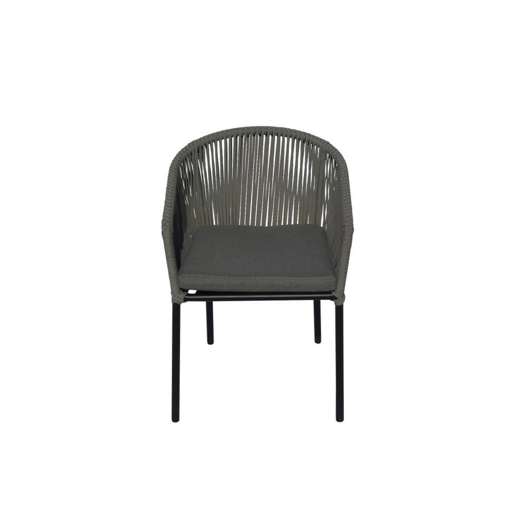 Osborne Modern Black Aluminum Outdoor Dining Chair with Cushions
