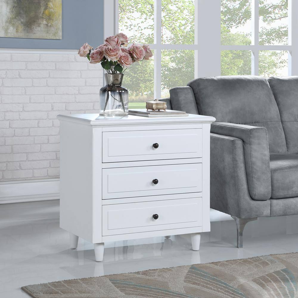 Modern Black 3-Drawer Exquisite Solid Wood Cabinet Nightstand(28.1 in. H x 27.9 in. W x 16.9 in. D) - thumbnail 2