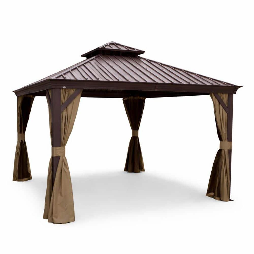 KOZYARD Alexander 12 ft. x 12 ft. Dark Brown Aluminum Hardtop