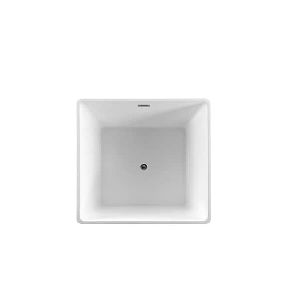 Biella 47.2 in. x 47.2 in. Acrylic Flatbottom Freestanding Soaking Bathtub with Center Drain in Glossy Black Finish