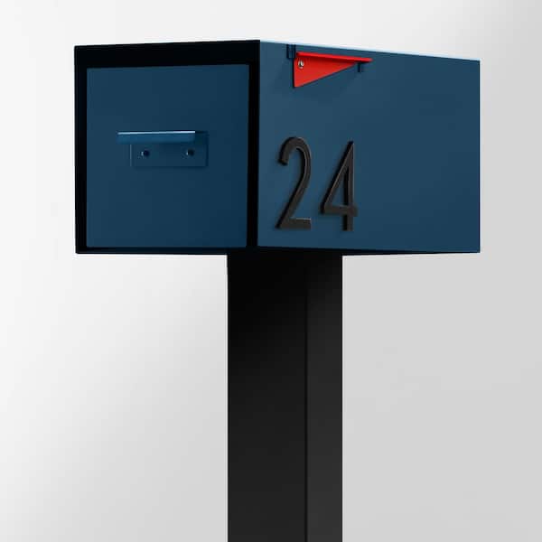 The Malone Color Series-Blue Malone Post Mounted Mailbox with Black Post