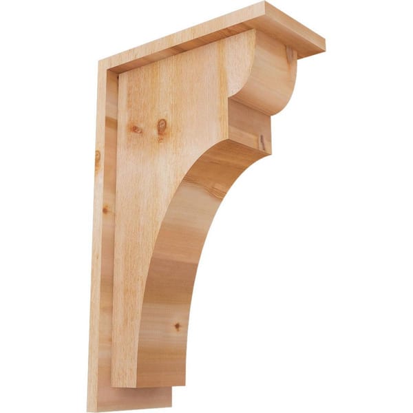 Ekena Millwork 6 in. x 12 in. x 20 in. Western Red Cedar Yorktown Rough Sawn Corbel with Backplate