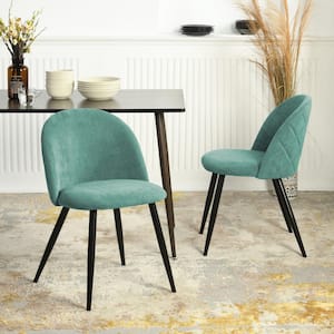 Zomba Green Fabric Upholstered Side Dining Chairs ( Set of 2)