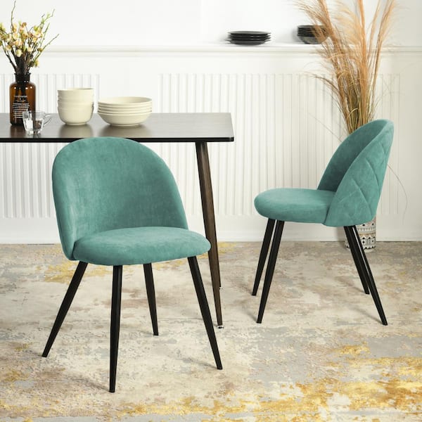 Homy Casa Zomba Green Fabric Upholstered Side Dining Chairs ( Set of 2)